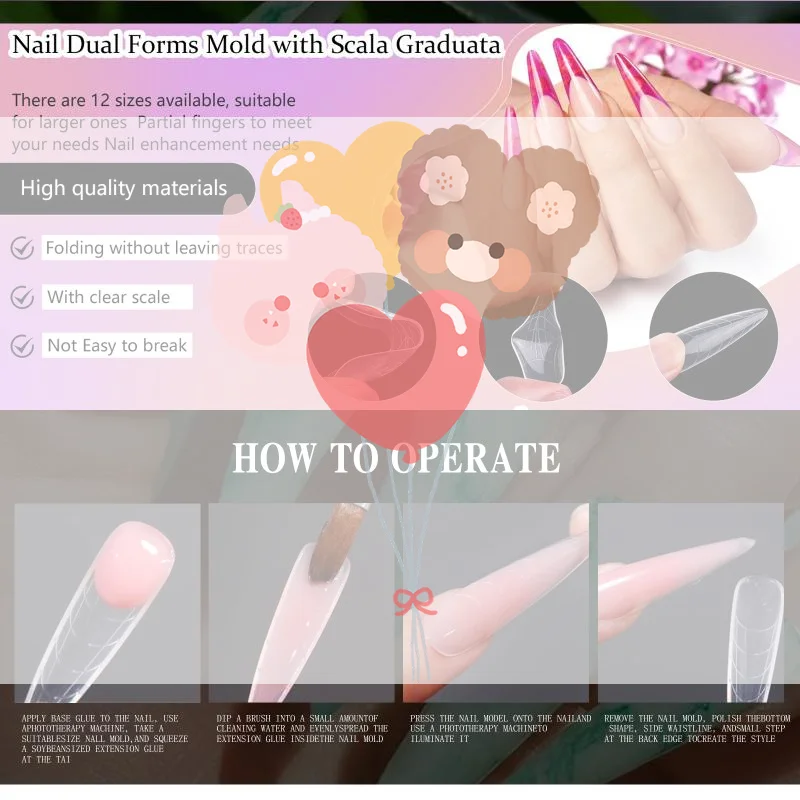 ชุดแม่พิมพ์ทำเล็บ 140 ชิ้น/กล่อง แม่พิมพ์ทำเล็บหลากสี แม่พิมพ์เล็บปลอมสำหรับต่อเล็บเจล อุปกรณ์ทำเล็บปลอม