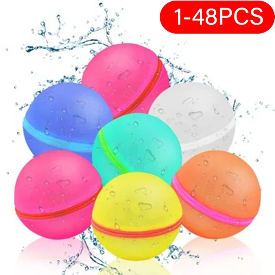 1-60Pcs Reusable Silicone Magnetic Water Ball Reusable Water Balloons Pool Games Pool Toys Inflatable Pool Toys Water Game