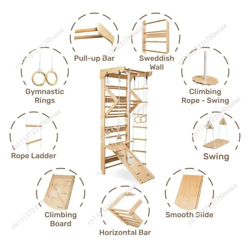 Gym Set with Rock Wall & Rope Ladder (Ages 3-12,Wall Climbing Frame - Multifunctional