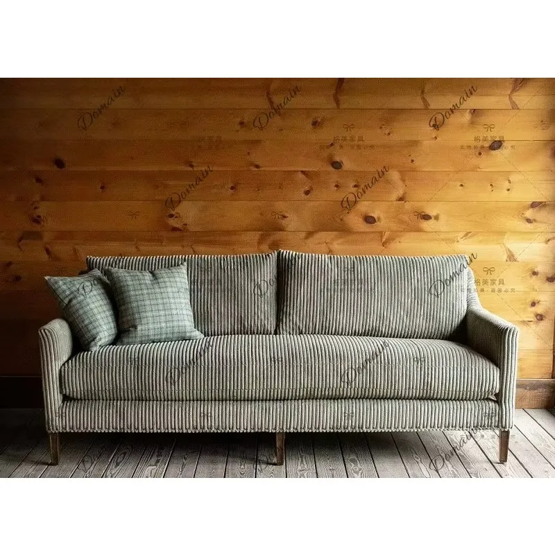 BJ Velvet Corduroy Sofa 2-Seater French Style Straight Fabric Couch For Small Living Room