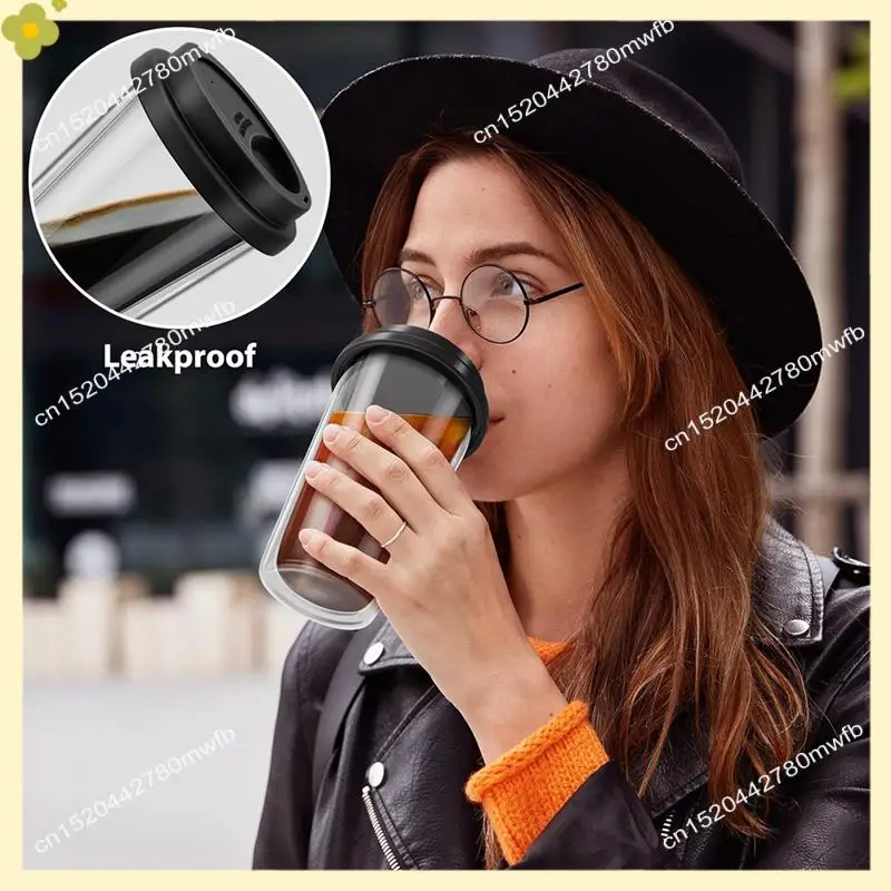 LDHL 2 Packs Insulated Drinking Coffee Cups With Silicone Lids,12 OZ /350ML Dishwasher Safe