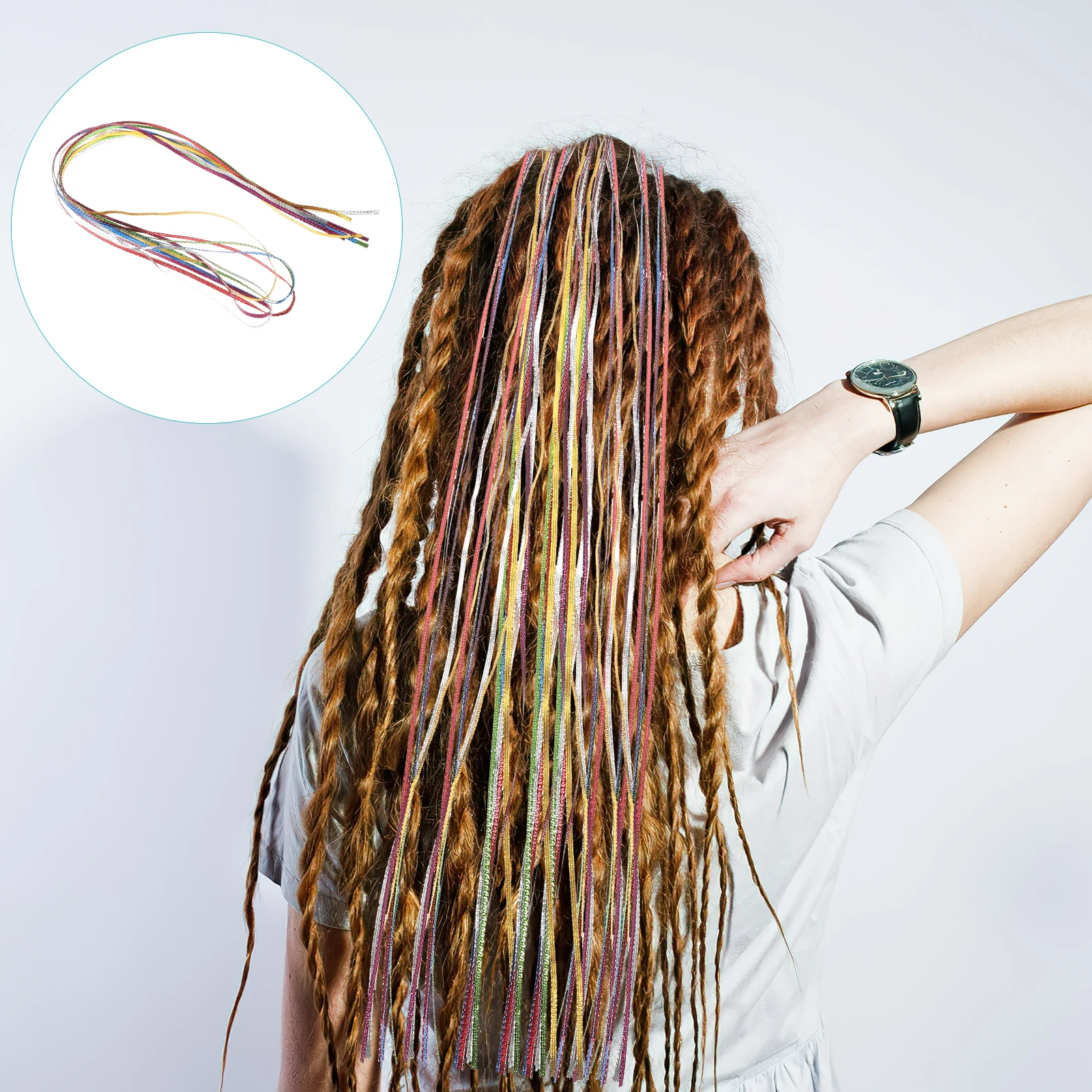 

Braid Hair Strings Fixing Wrap Elastic Dreadlocks Colored Rope 3pcs Extensions Accessories Braiding Tools