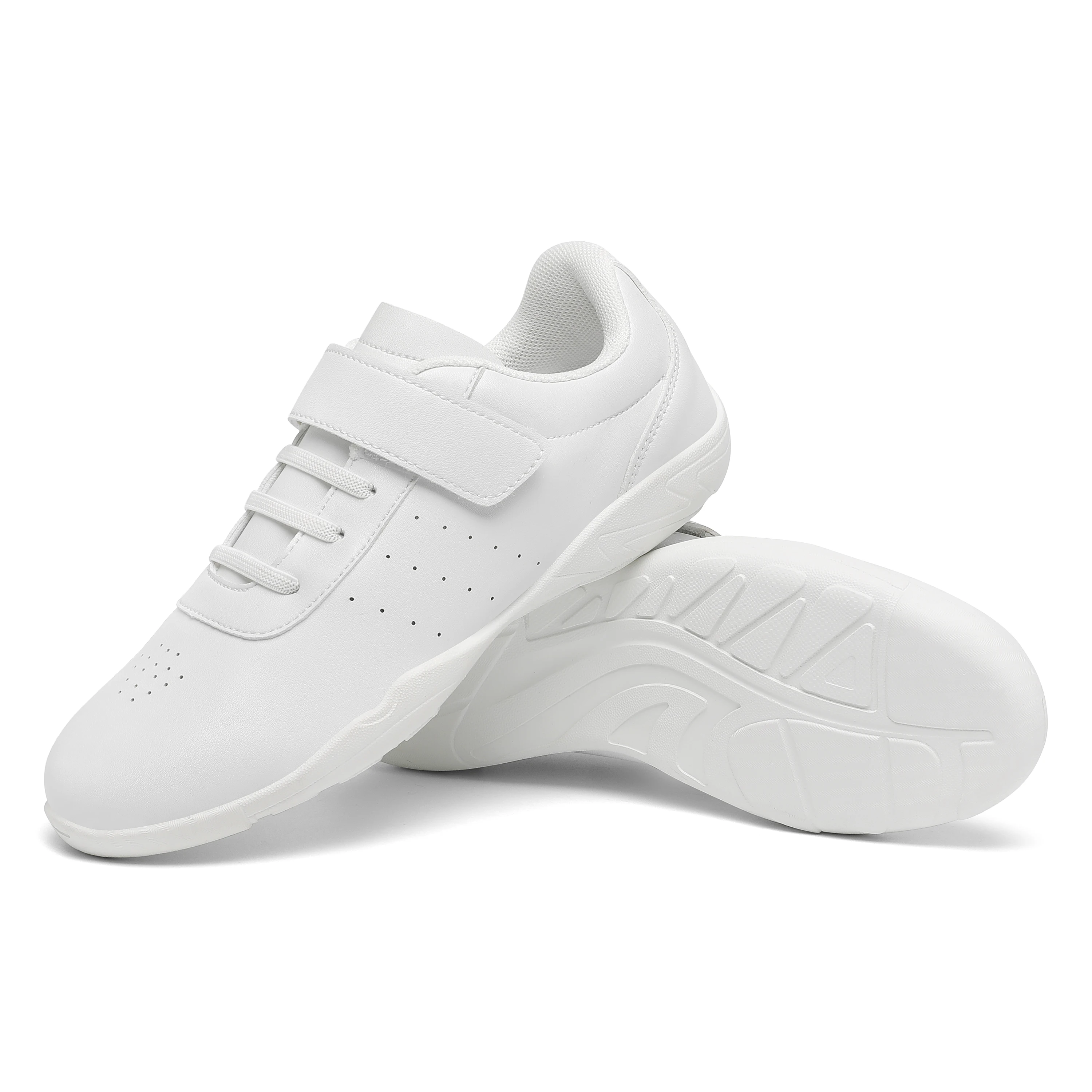 9255 Girls White Leather Sneakers Non Slip Cheerleading Shoes For Aerobics Gym Fitness Sports Wear Workout Sports Dancing Shoes