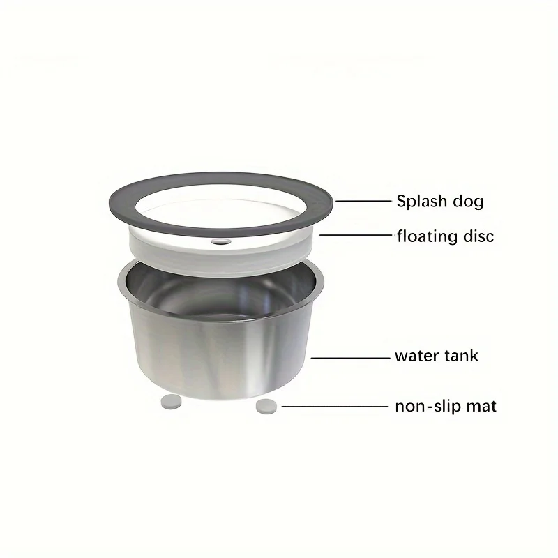 Hundewassernapf aus Edelstahl mit schwimmendem Scheiben-Design, auslaufsicherer, nicht nasser Mund-Trinknapf für Haustiere, Slow Feeder-Wasserhunde – Detail 3