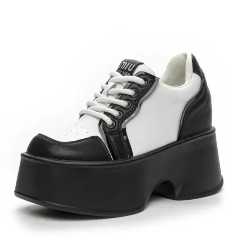

11cm Women Luxury Genuine Leather Platform Wedge Pumps High Heels Ankle Booties Spring Autumn Ankle Boots Casual office Shoes