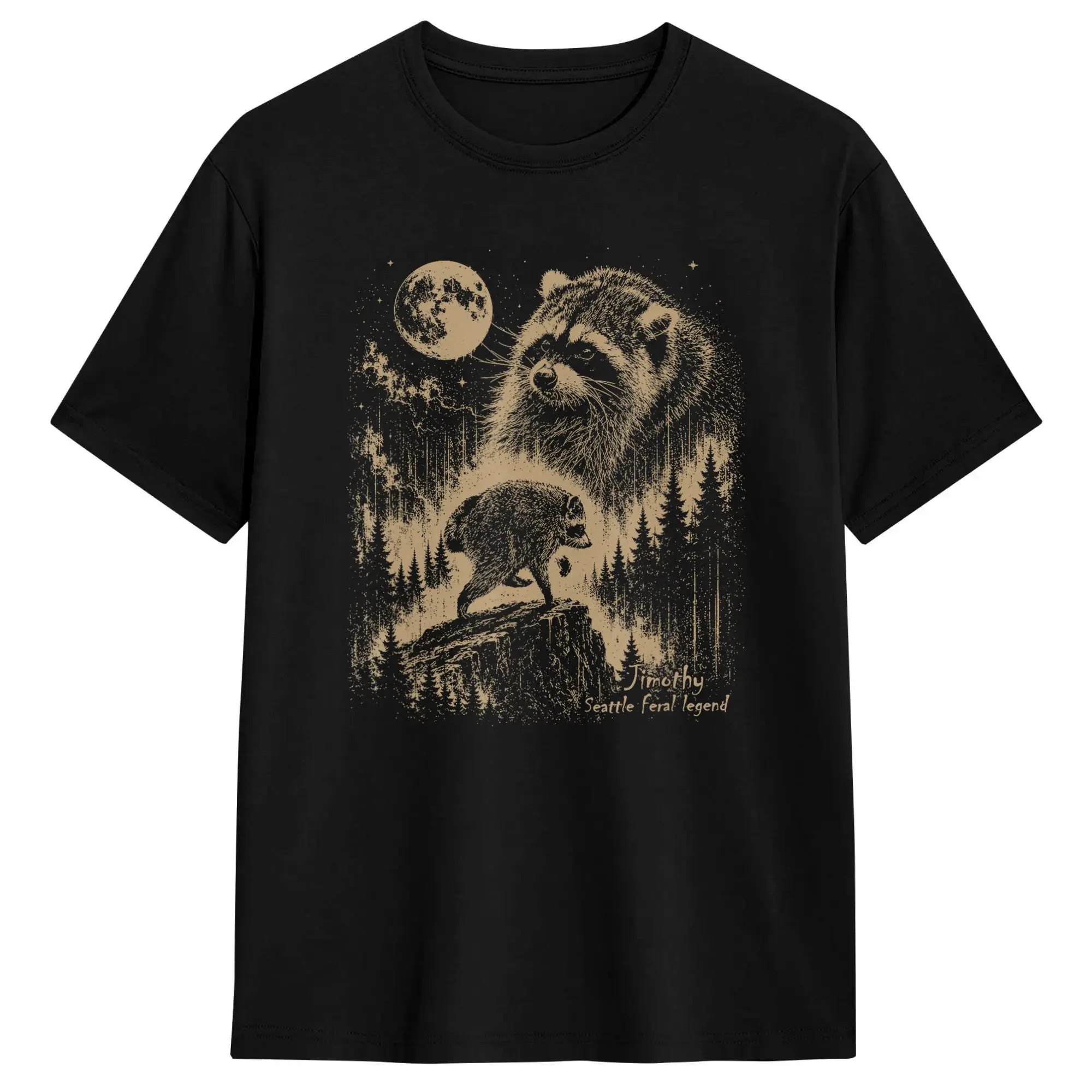 Jimothy Seattle Feral Legend T Shirt Couple  Vintage T Shirts Summer O Neck Trendy Cool Tees Casual Oversized Tops