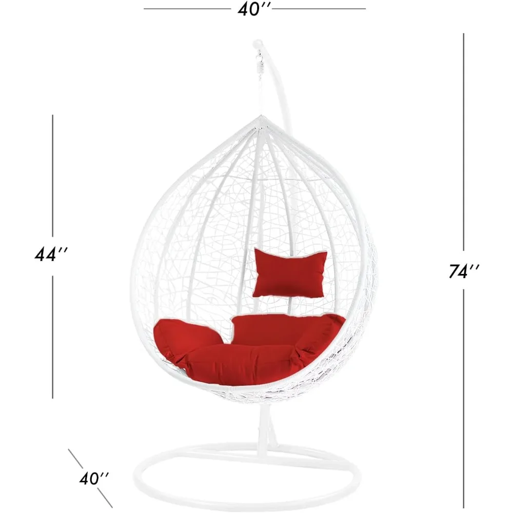 Patio Swing Chair with Stand, Egg Chair with Support Frame, for Indoor, Outdoor, Garden, Backyard & Patio, Hammock Swing Chair