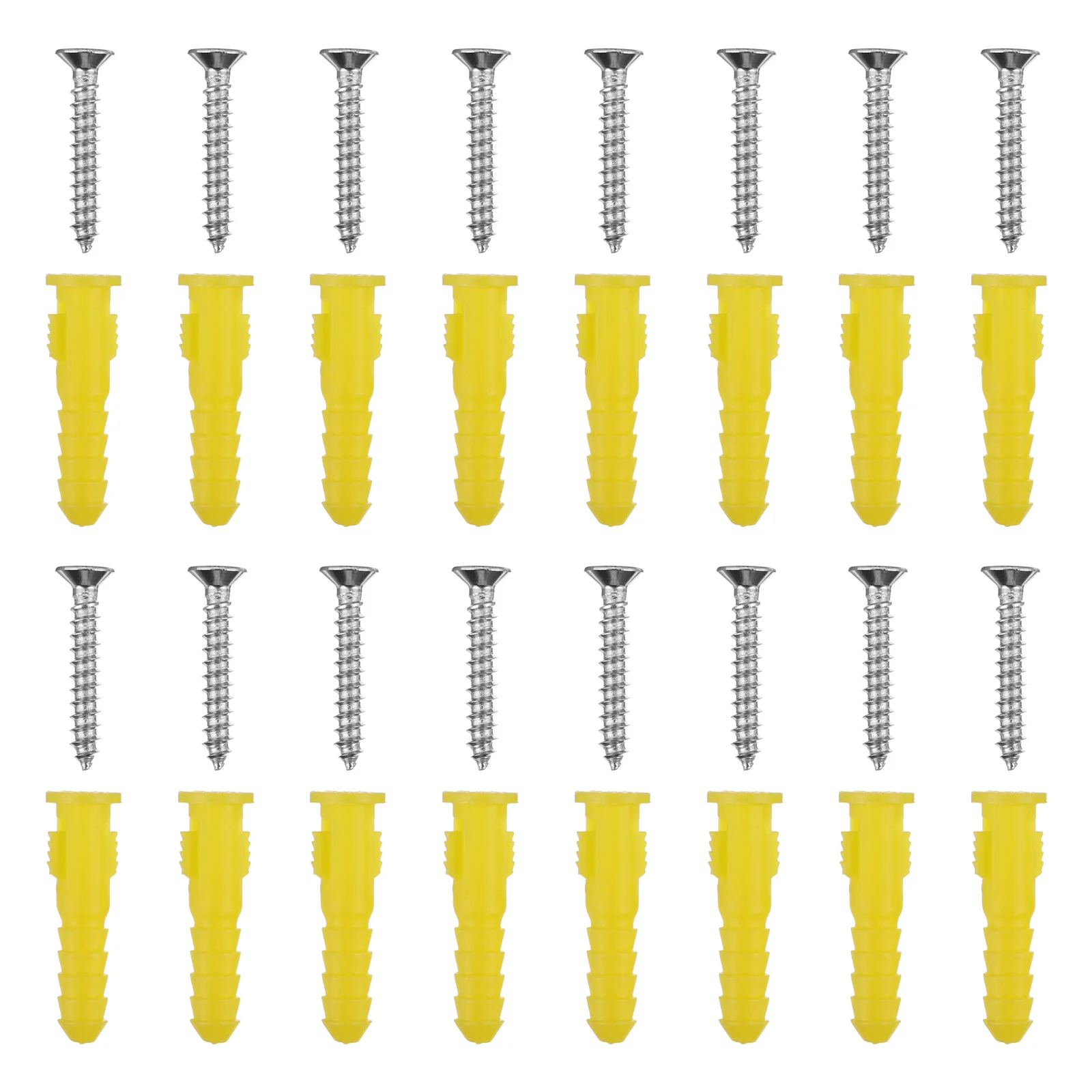 

100 pcs Yellow Wall Anchors Stainless Steel Screws Self-Drilling Drywall Anchors For Hard Walls Heavy Duty Fastening Hardware