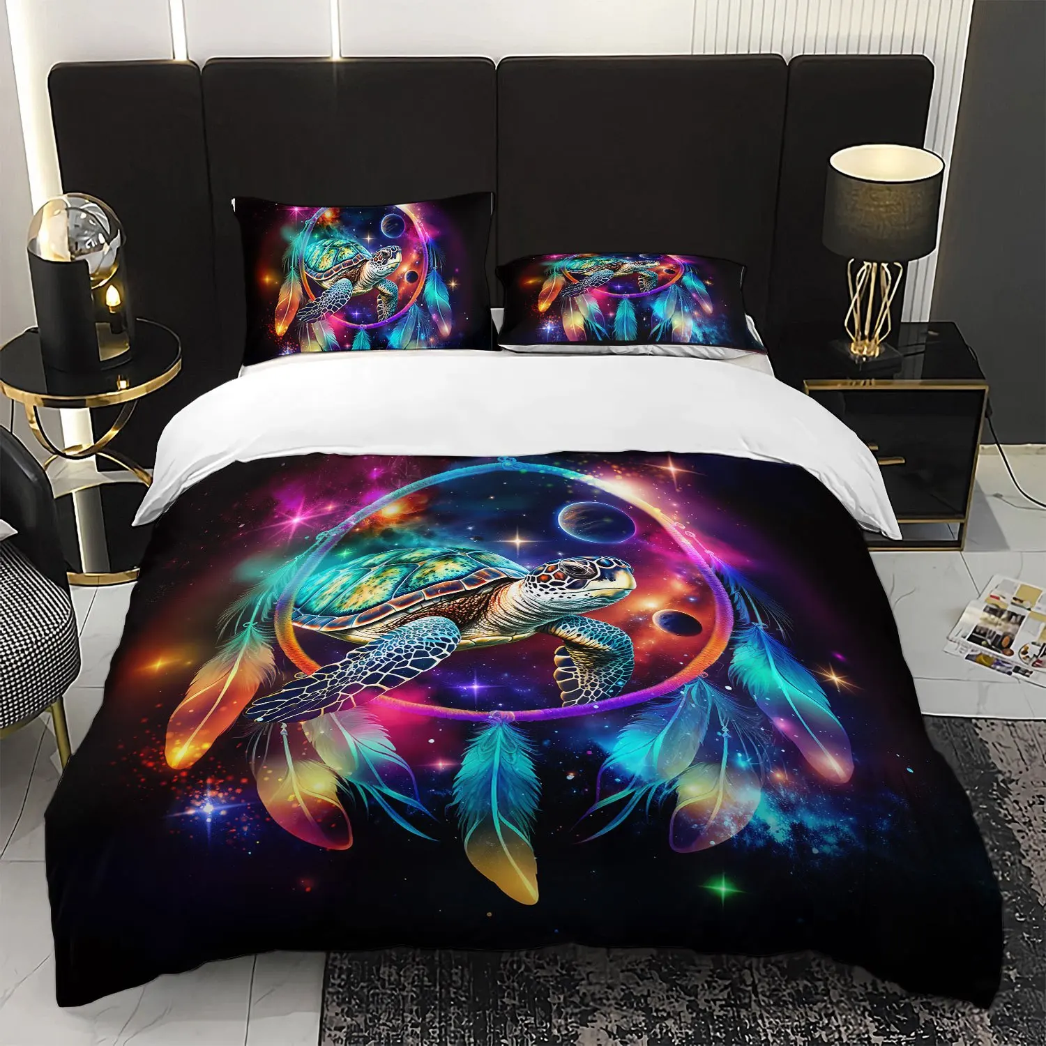 3-pieces-boheme-tortue-capteur-de-reves-literie-housse-de-couette-ensemble-galaxie-tortue-literie-couette-ensemble-cosmique-tortue-theme-plumes-colorees