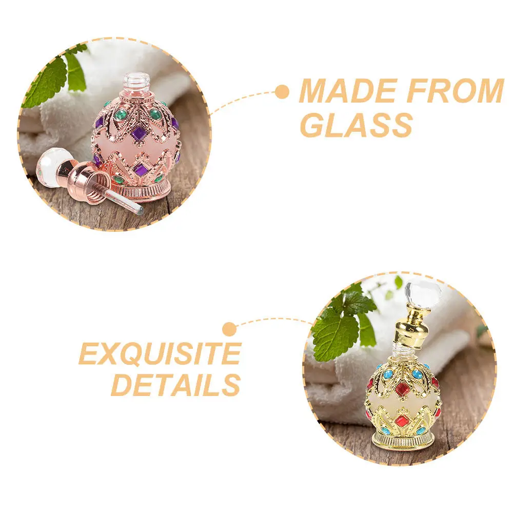 2Pcs 15Ml Glass Empty Perfume Bottle Refillable Travel Essential Oil Container Middle Eastern Decorative Fragrance Bottle Leak