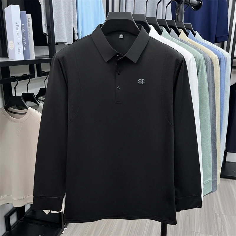Original Luxusmarke Herren Bedrucktes Poloshirt Herbst Neu Einfarbiges Langarm-Revers-T-Shirt Mode Business Herrenbekleidung – Detail 16