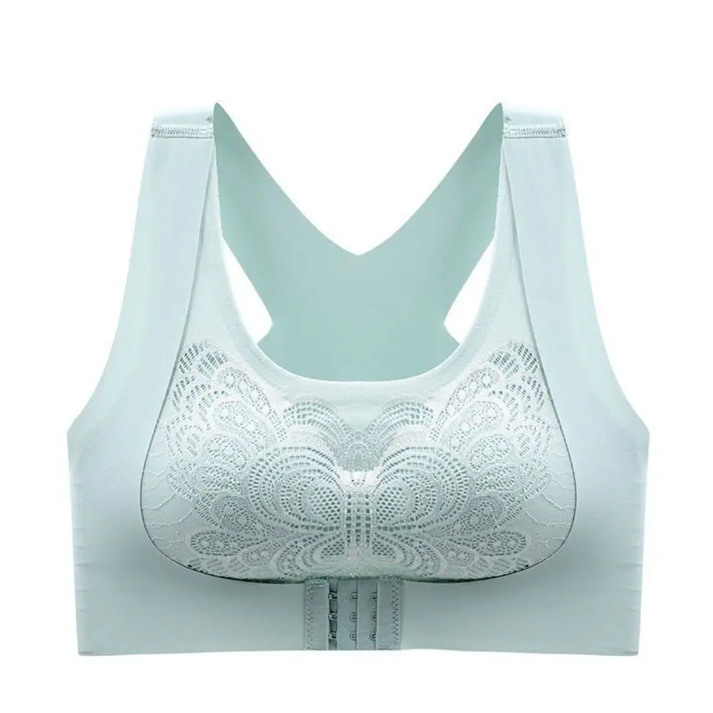 

Ring Butterfly Solid Color Full Cup Breast Pad For Women Crop Top Seamless Push Up Bra Front Closure Bra Gathered Bra Tank Top