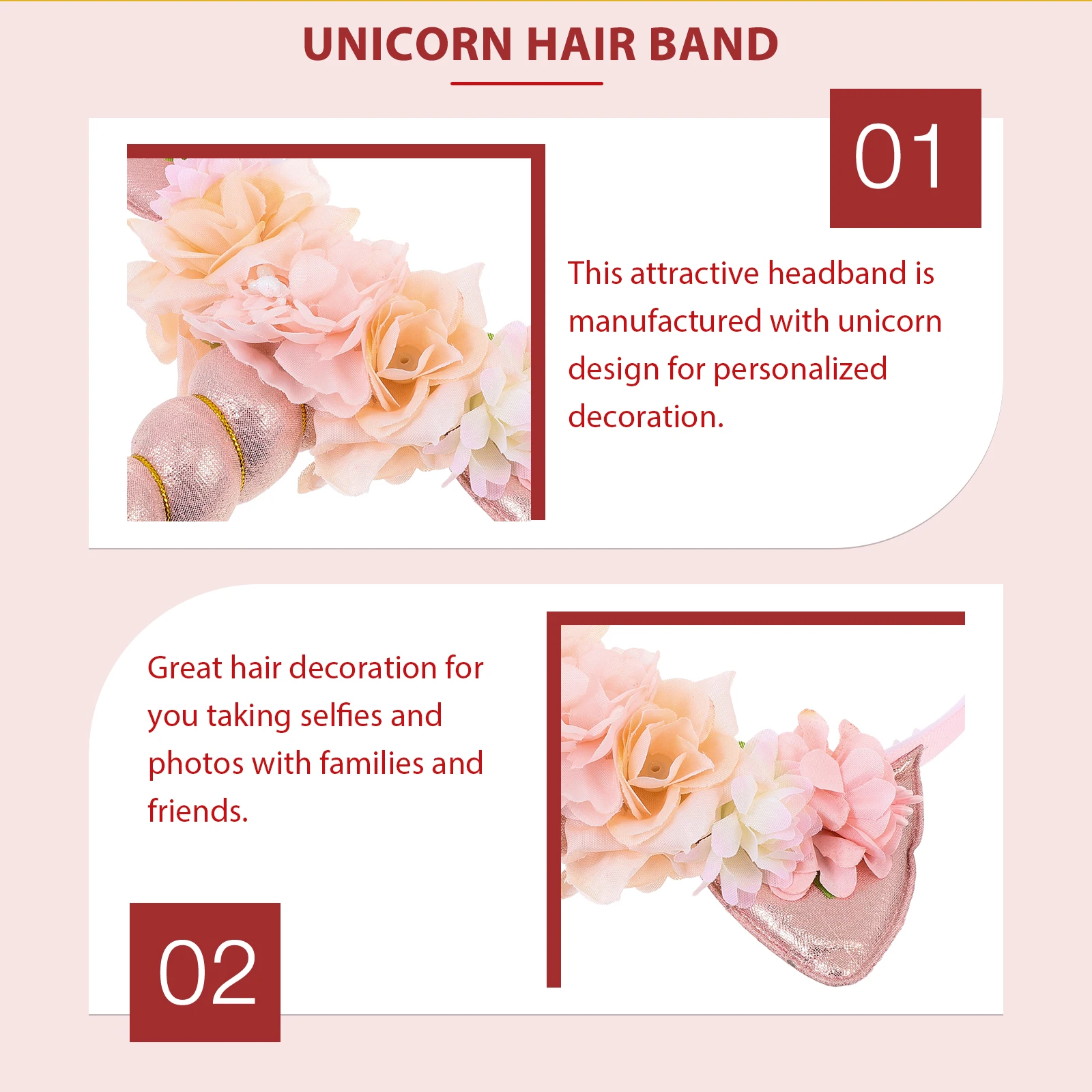 

Cute Unicorn Headband Flower Band Party Favor For Girls Lightweight Comfortable Non-Fading Adorable Decor For Cosplay Birthday