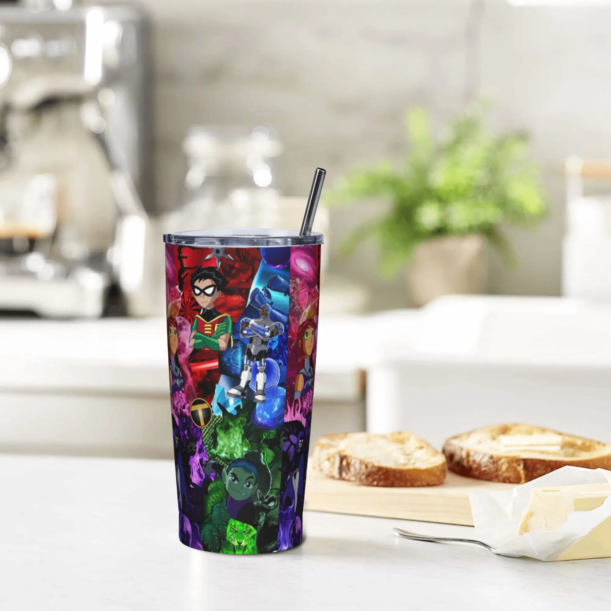 Teen Go Cartoon Insulated Tumbler with Lid Anime Vacuum Coffee Mugs Double Wall Hot Cold Drink Cup, 20oz view 6