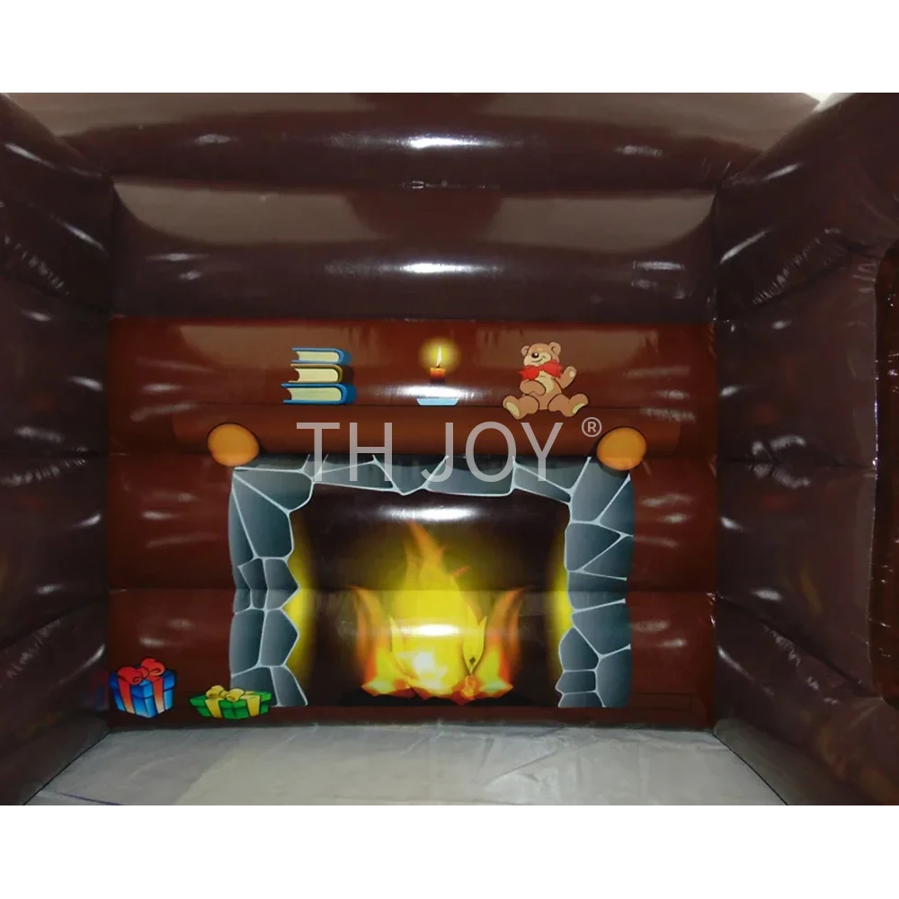 빠른 공기 배송, 축제 장식을 위한 4x3m PVC 상업용 풍선 산타 그로토 크리스마스 하우스 캐빈 하우스