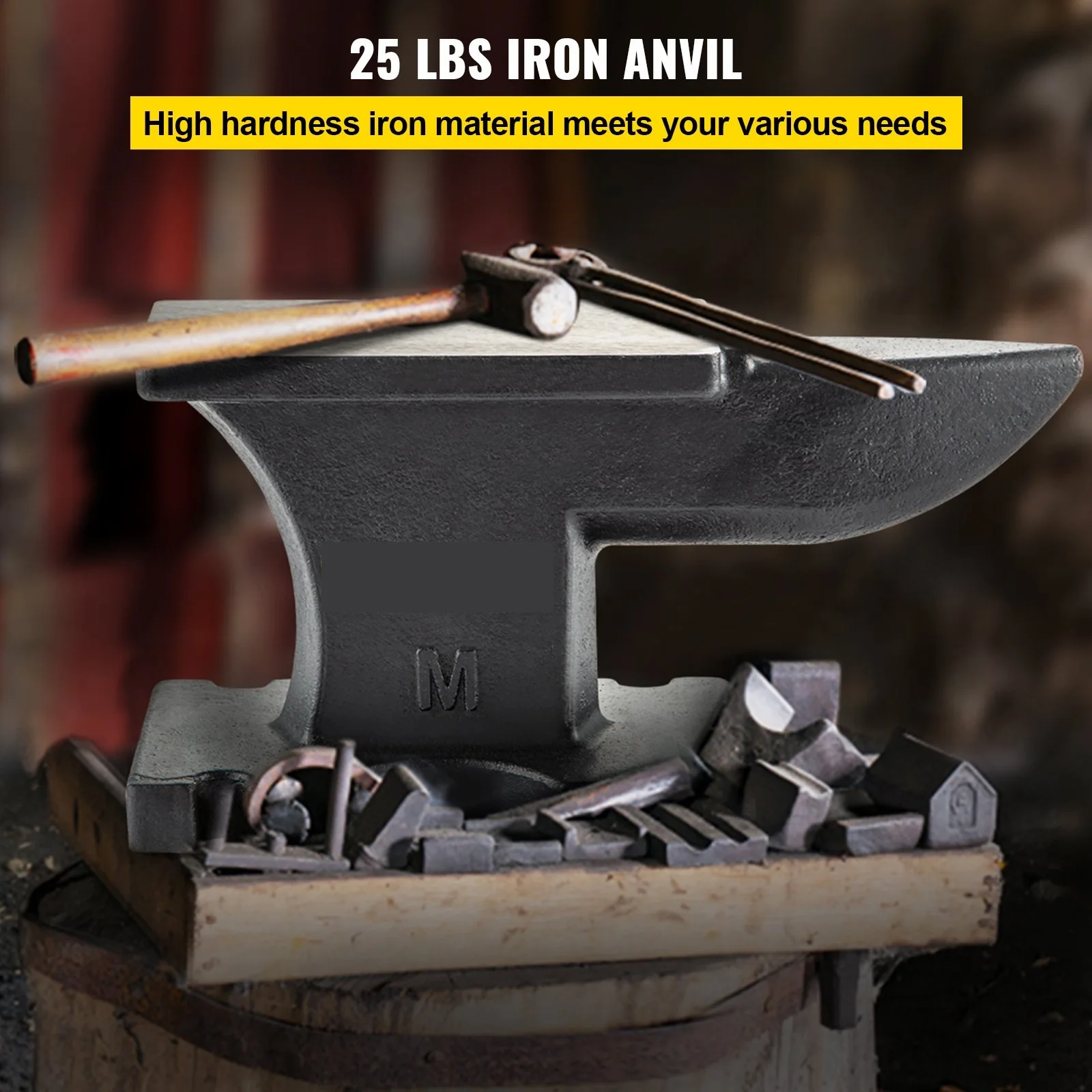 Cast Iron Anvil 25 Lbs(11kg) Single Horn Anvil High Hardness Rugged Round Horn Anvil Blacksmith For Bending Shaping