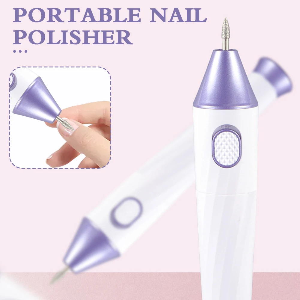 Portable Nail Polisher with 5 Polishing Heads Low Noise Wear Resistant Nail Grinder for Manicure Pedicure Nail Drill