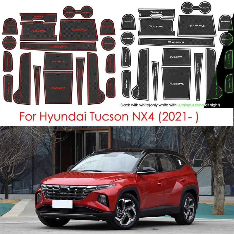 Car Door Groove Mat for Hyundai Tucson TL MK3 2016~2019 Auto Non-Slip Anti-dirty Rubber Styling Slot Hole Pads Car Accessories