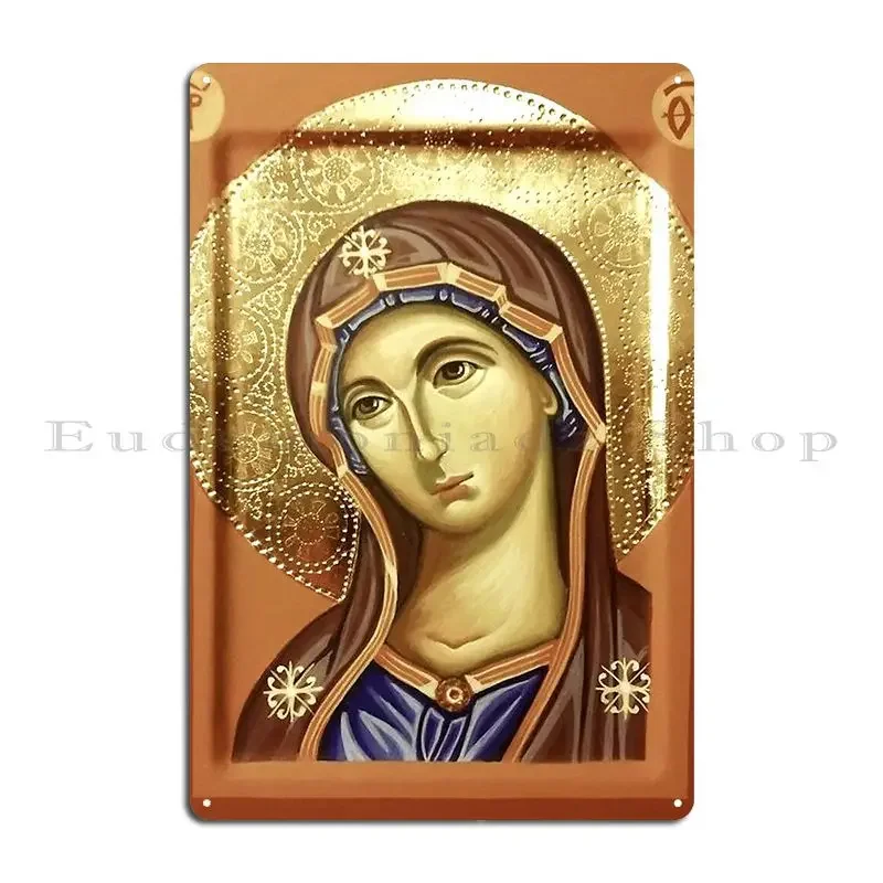 Placa Metálica de la Virgen María, Letrero Decorativo para Garaje o Cine, Diseño Artístico en Lata