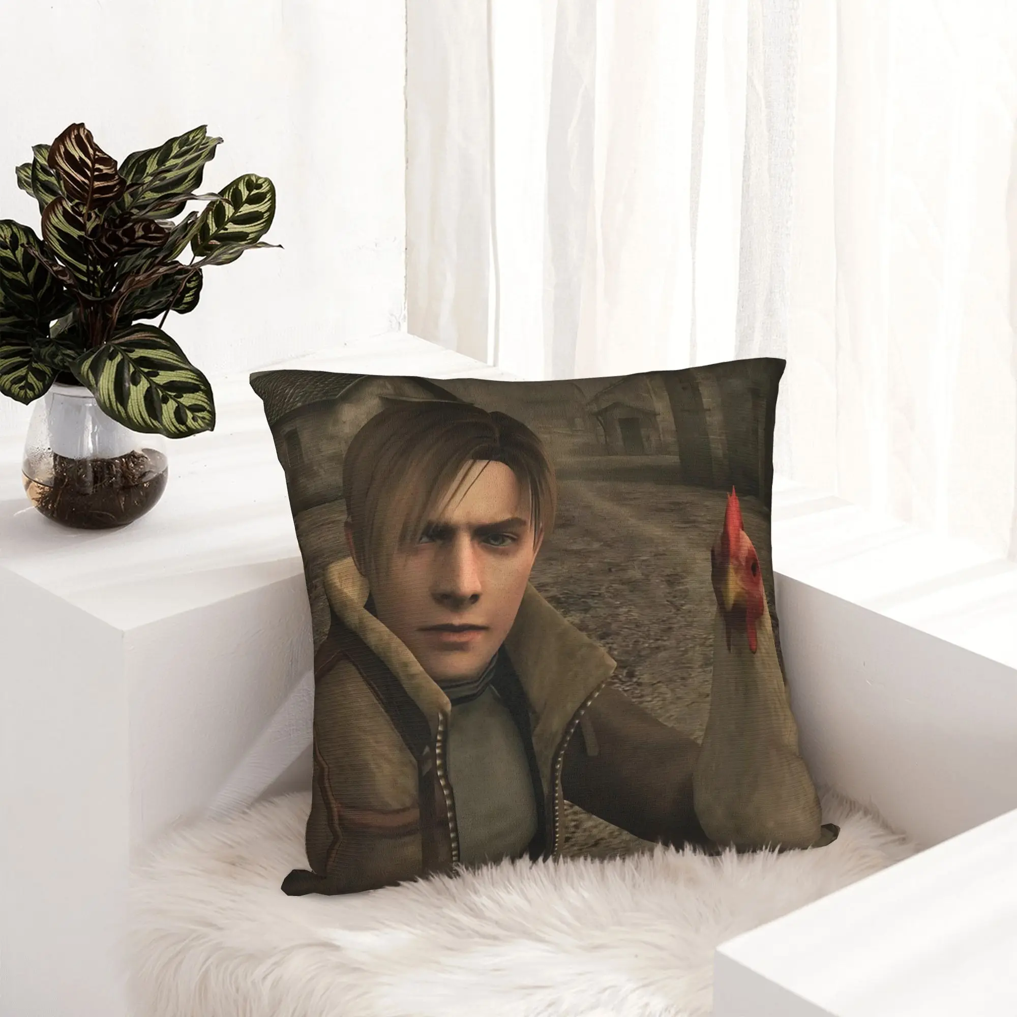 Leon S Kennedy Meme Pillowcase Double-sided Printing Polyester Cushion Cover Decoration  Throw Pillow Case Cover Home Zippered