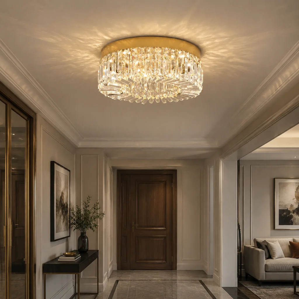 LED Crystal Ceiling Lights Chandelier Gold Silver Color 40CM 50CM Round  Modern Lighting for Living Room Bedroom Home Decoration