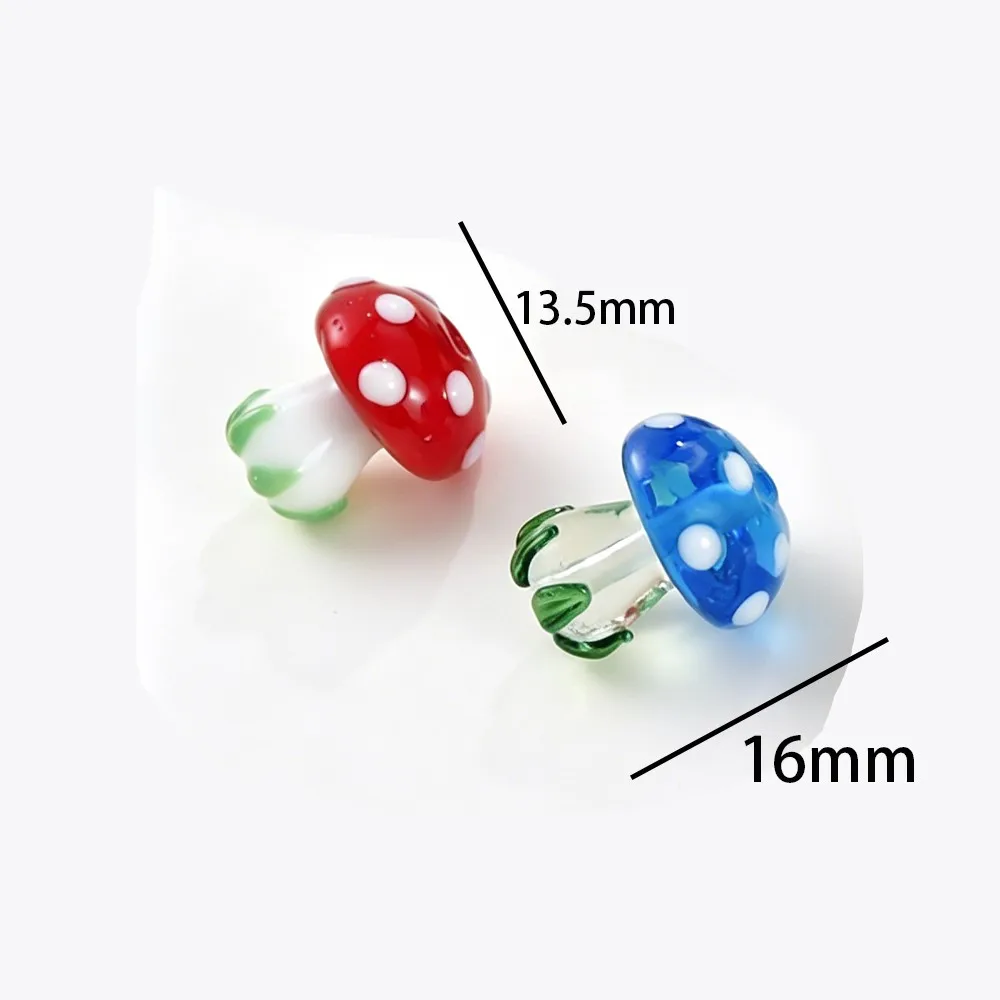 5Pcs 16x13.5mm Cute Colorful 3D Mushroom Glass Beads Loose Crafts Beads DIY Jewelry Making Necklace Bracelet Earring Accessories