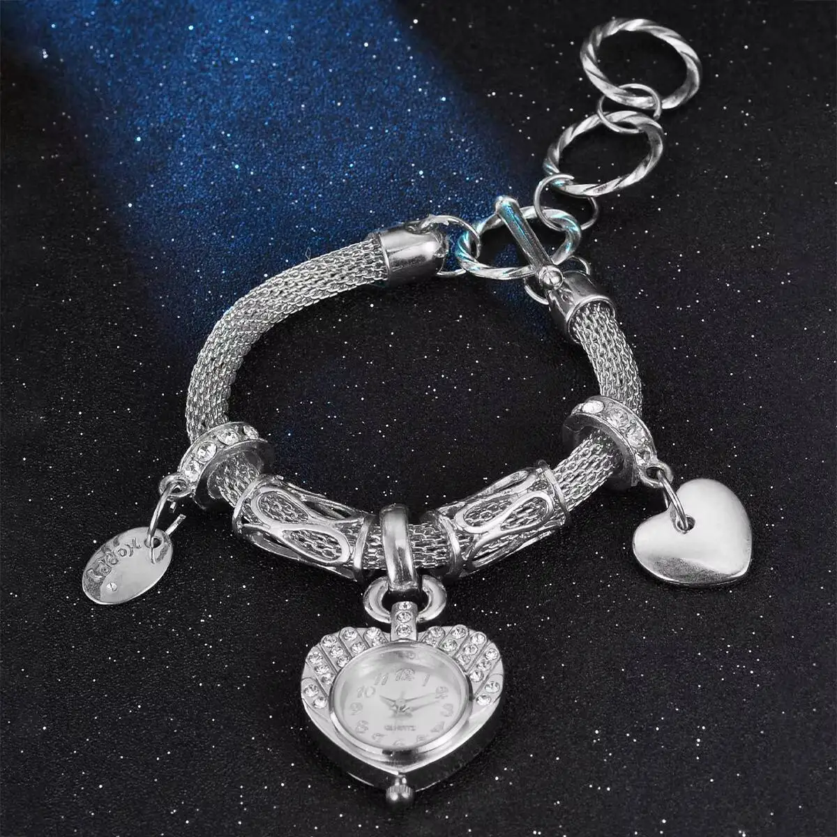 Luxo strass coração dial relógio feminino moda senhoras pulseira relógios de quartzo