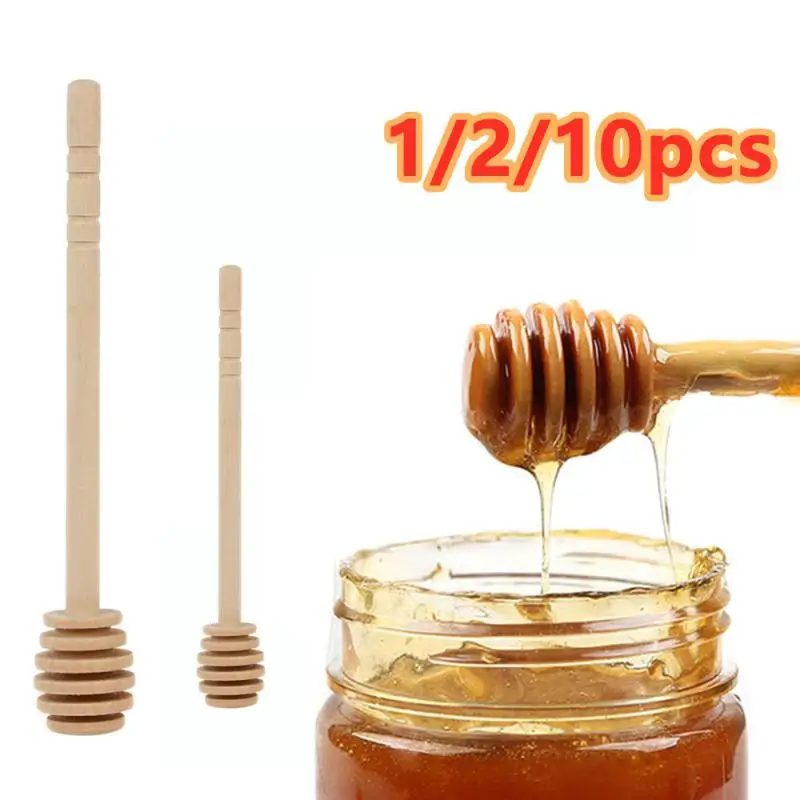 2-10Pc Practical Long Handle Wood Honey Spoon Mixing Stick Dipper For Honey Jar Coffee Milk Tea Supplies Kitchen Tool 8/16CM