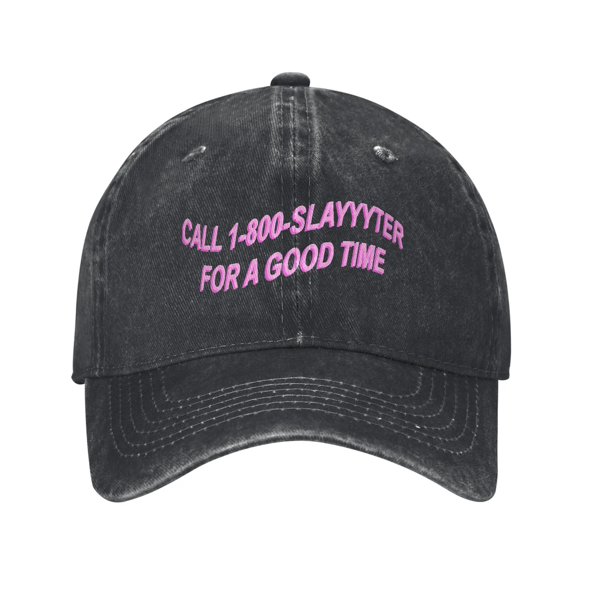 Pink Slayyyter Chain Baseball Caps Classic Distressed Denim  Headwear Men Women Outdoor Workouts  Adjustable Fit Hats Cap