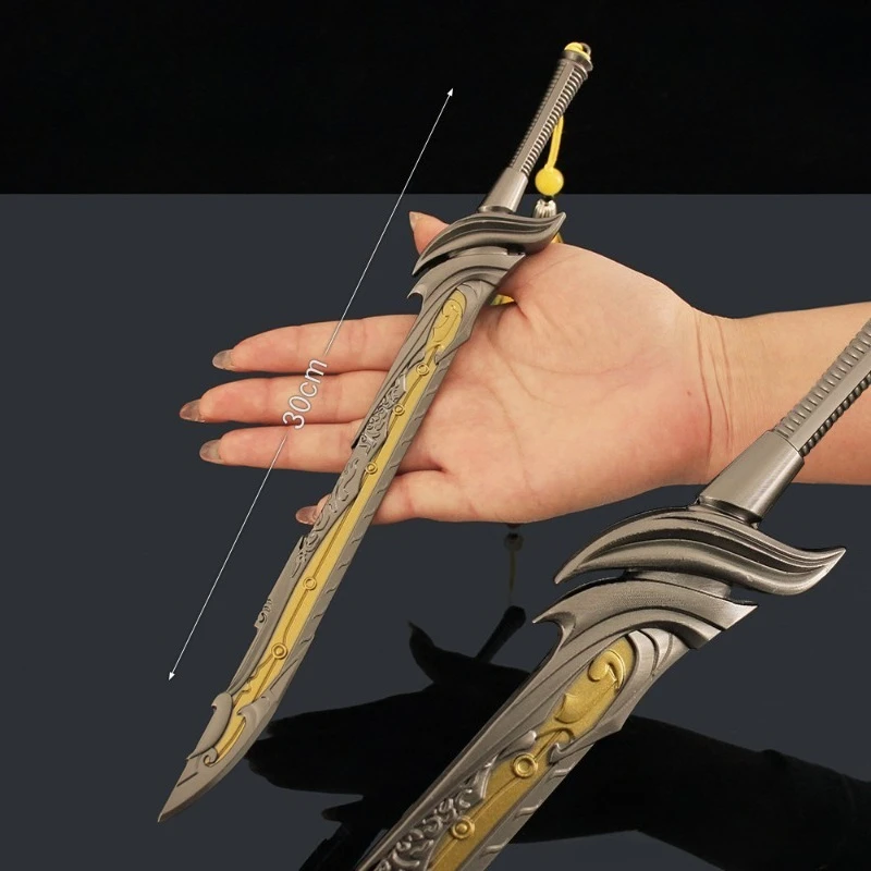 30cm/11.81in Game for Peace Peripherals Melee Weapons Black and Gold Knives Model Swords Toys Alloy Collectibles Ornaments Gift