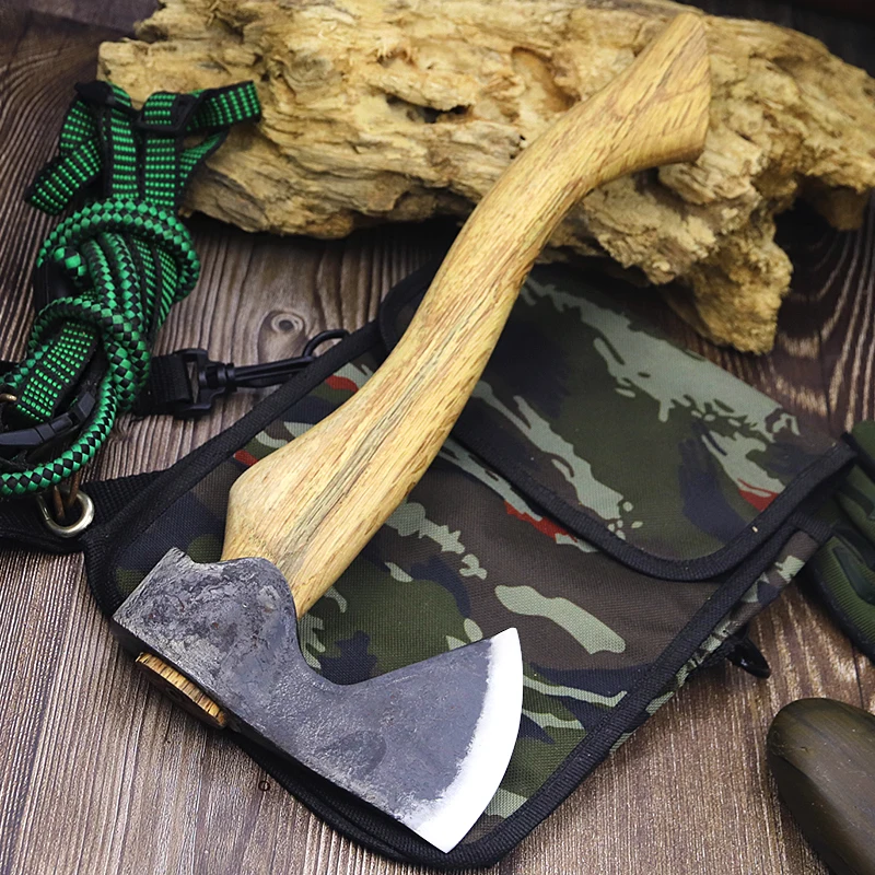 Hand-forged high carbon steel axe household firewood rural tree cutting woodworker special axe sharp outdoor camping axe