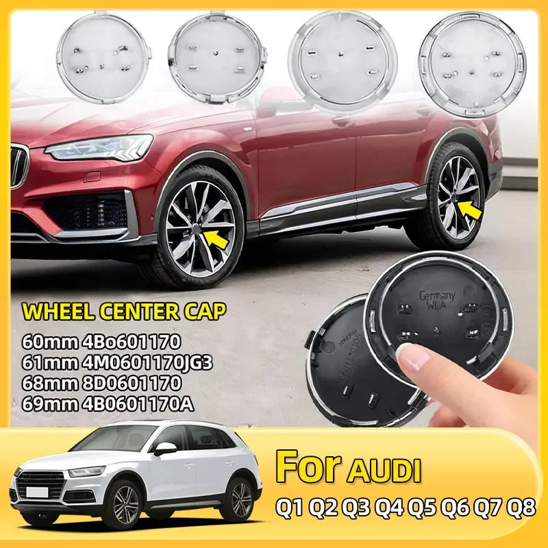 

4pcs 60mm 61mm 69mm Car Styling Wheel Center Cap Hub Covers Badge 4B0601170 For Audi A3 A4 A5 A6 A7 A8 S4 S6 Car Accessories