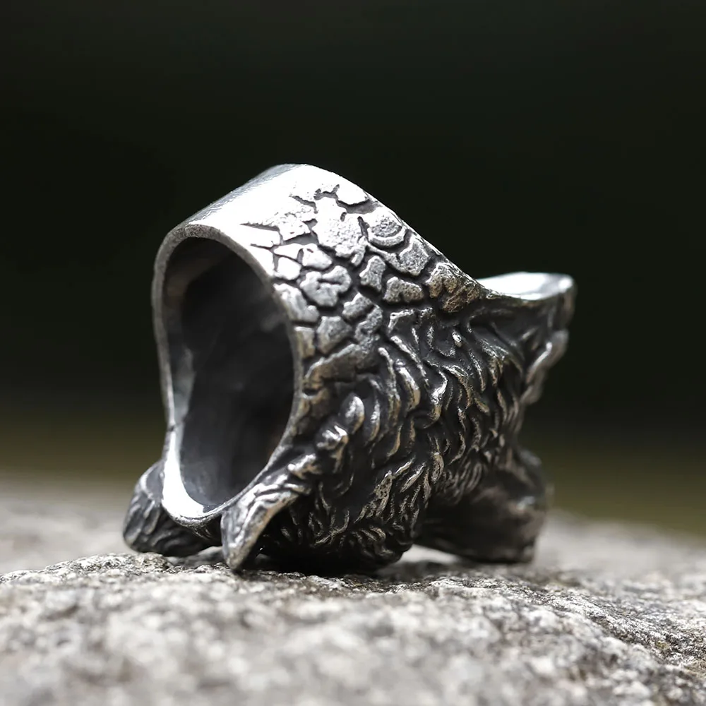 2023 NEW Men\'s 316L stainless steel rings Nose Viking Style Scandinavian wolf head Animal Ring Jewelry Amulet Gifts