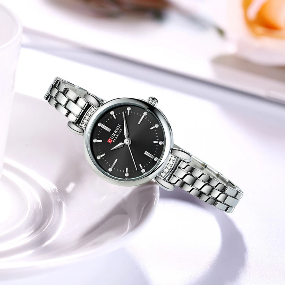 Curren 9098 موضة الماس مجموعة كوارتز ساعة نسائية فاخرة قطاع الصلب مقاوم للماء ساعات للنساء Relojes Para Damas Relógio