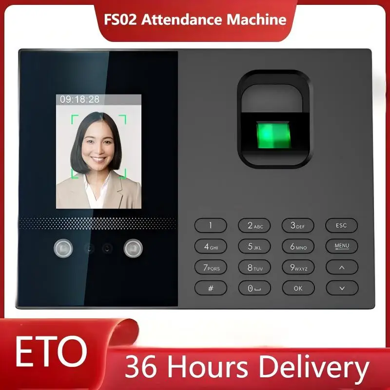 FS02 Macchina per la presenza di riconoscimento facciale Schermo da 2,8 pollici Orologio per impronte digitali Palmprint Auth U-disk Generazione diretta di rapporti