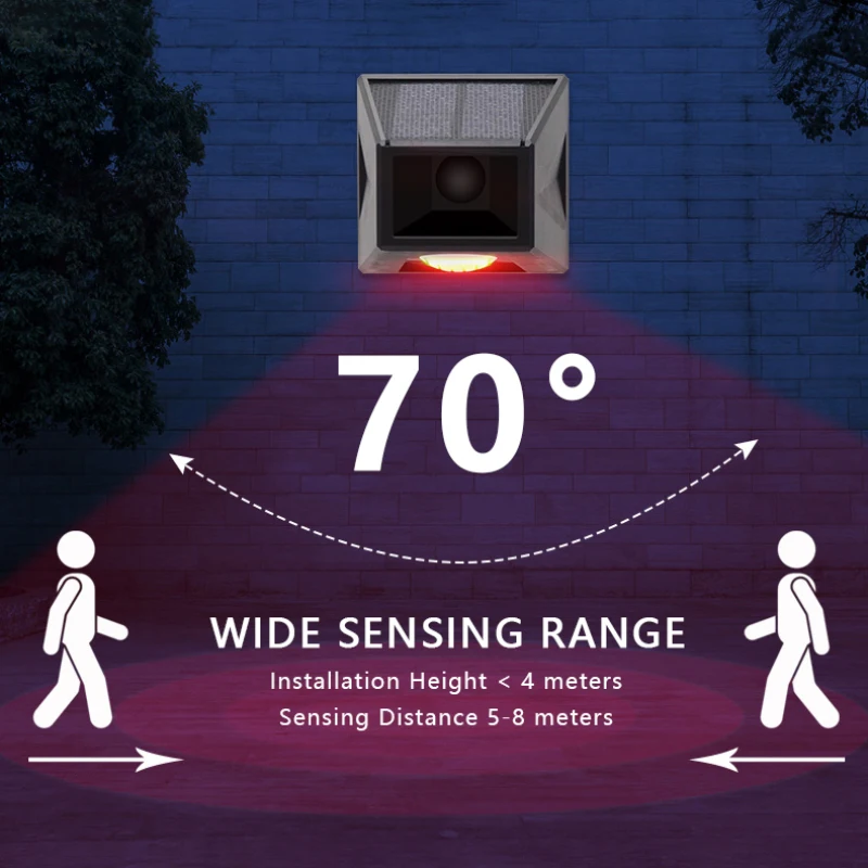 Solar Animal Repellent Alarm Light Motion Sensor Remote Control Warning Wild Boar Anti-theft Flashing Alarm Outdoor
