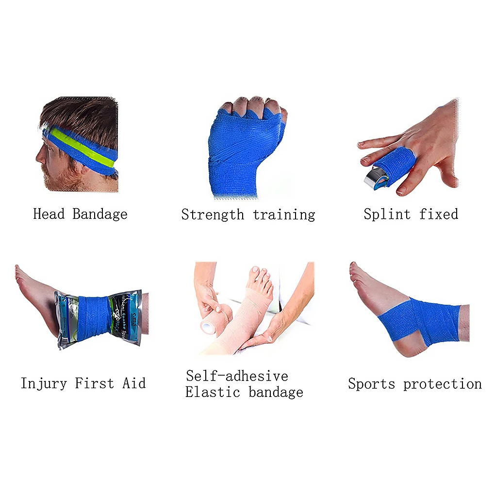 Fita autoadesiva Pressure Wrap, Athletic Bandage Rolls, elástico forte, fita de primeiros socorros, cor da pele