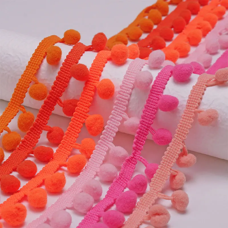 5/10 jardas pom pom guarnição de renda 10mm mini pérola pompom franja fita costura renda para diy vestuário costura suprimentos artesanato acessórios
