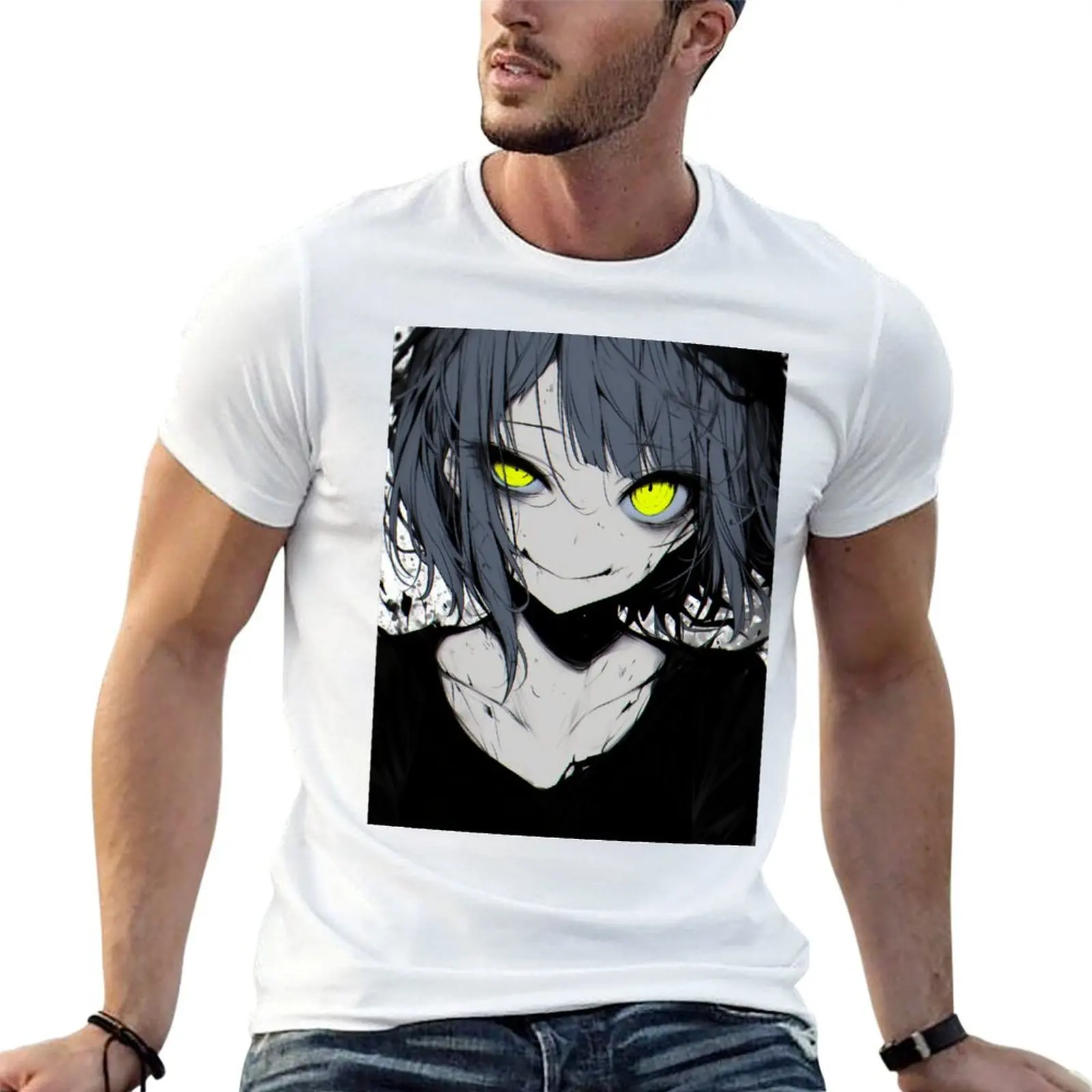 

Creepy Pop Green Eye Glow T-Shirt t shirts for man cotton funny t shirts for man graphic funny T-Shirt