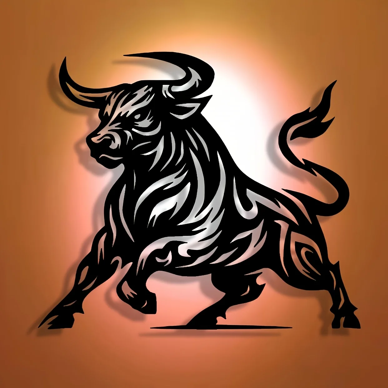 Metal Abstract Bull Art Piece for Room Decoration Fine Craftsmanship Reusable Mural Transitions Beautifully