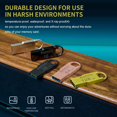 Imagen 2 del producto Memoria Flash de alta velocidad, Pendrive de 64GB, 32GB, resistente al agua, USB 3,0, Metal, disco U, logotipo gratis