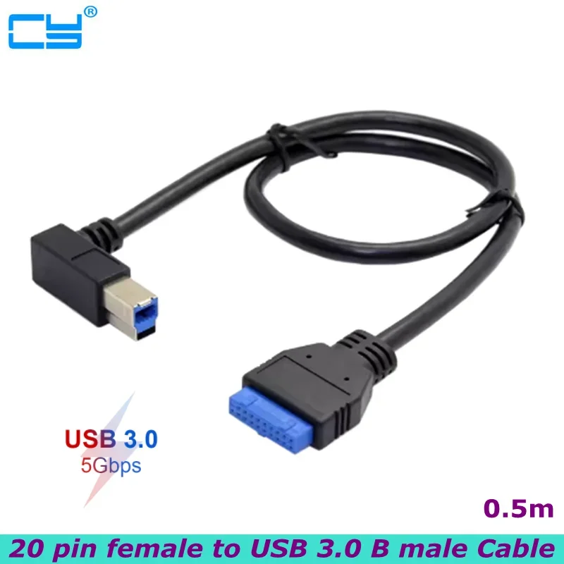 For Printer Scanner Hard Disk Box High-Speed USB 3.0 Type B 90-Degree Male to 3.0 Motherboard 19pin Header Connector Cable