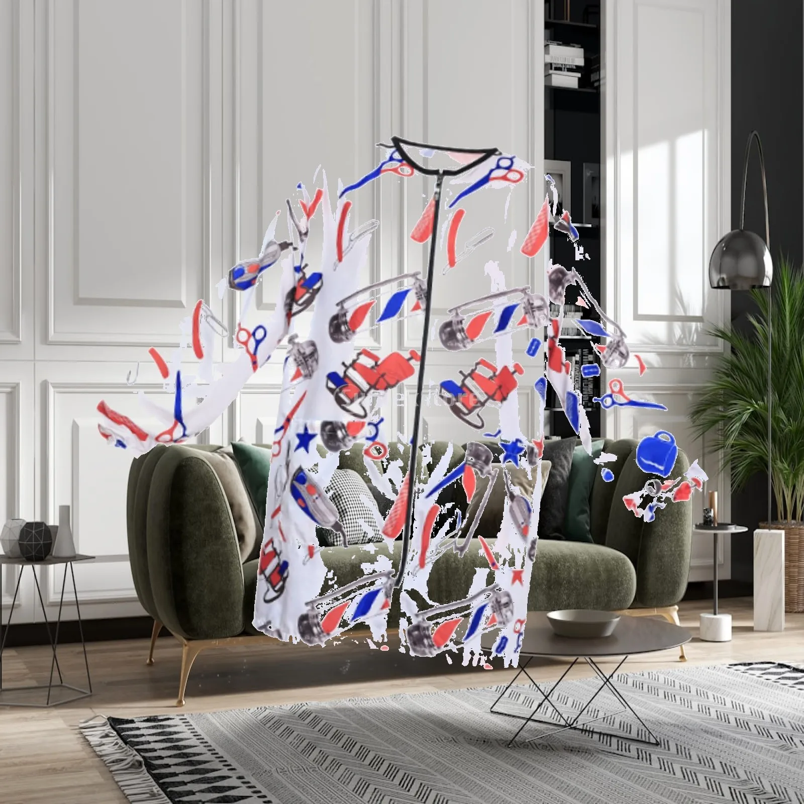 Waterproof Barber Apron with Zipper and Pockets for Hair Cutting Salon Smock Hairstylist Uniform Jacket for Pet Grooming Work