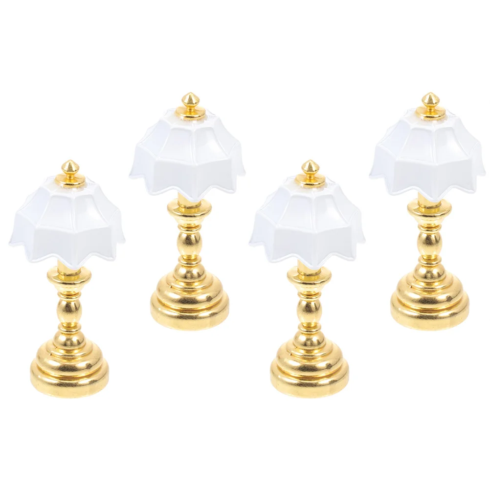4 Pcs Bedside Lamp for House Miniature Table Lamp Model Decorative Mini Light Miniature Furniture nament Iron Craftwork