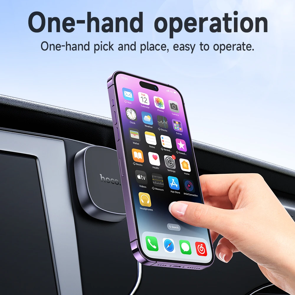 HOCO Universal Magnetic Car Phone Holder Center console Steering wheel Mobile Phone Holder Stand For iPhone 16 15 14 Samsung S24