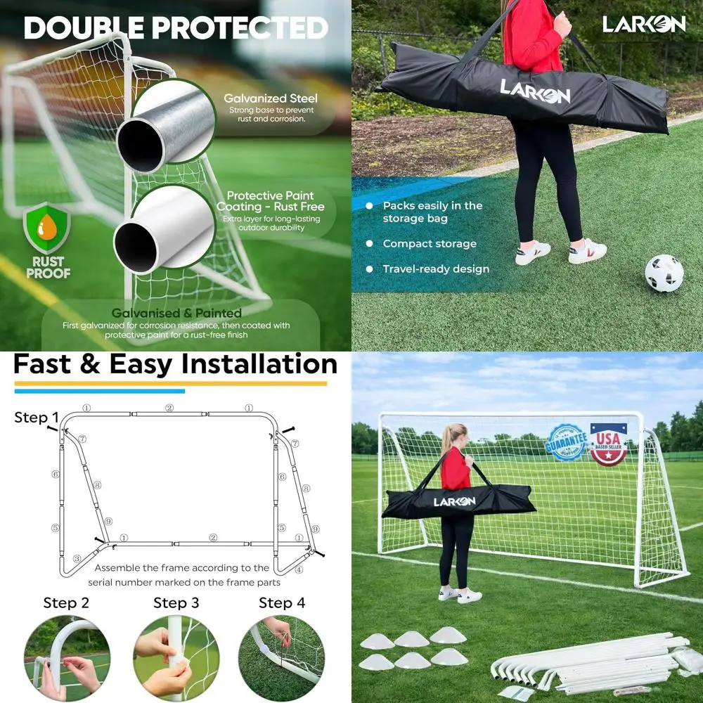

Portable 12x6 Soccer Goal for Backyard, Training, and Tournaments - Rust-Resistant Steel, Suitable for Kids & Adults, Includes N