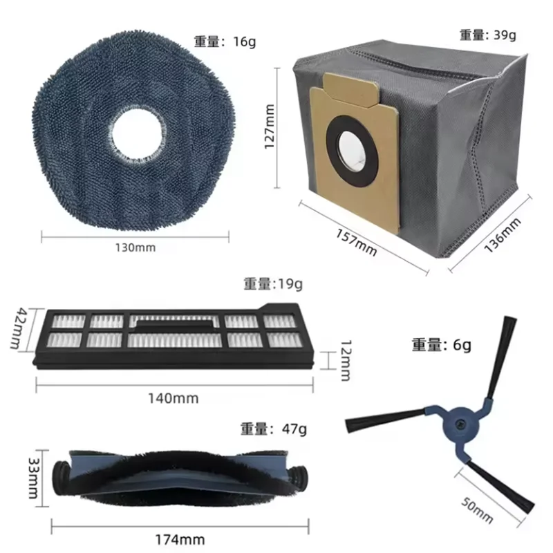 Piezas de repuesto para Eufy X10 Pro Omni, accesorios, rodillo, cepillo lateral, filtro, mopa, Trapos de tela, almohadillas, bolsa de polvo, pieza