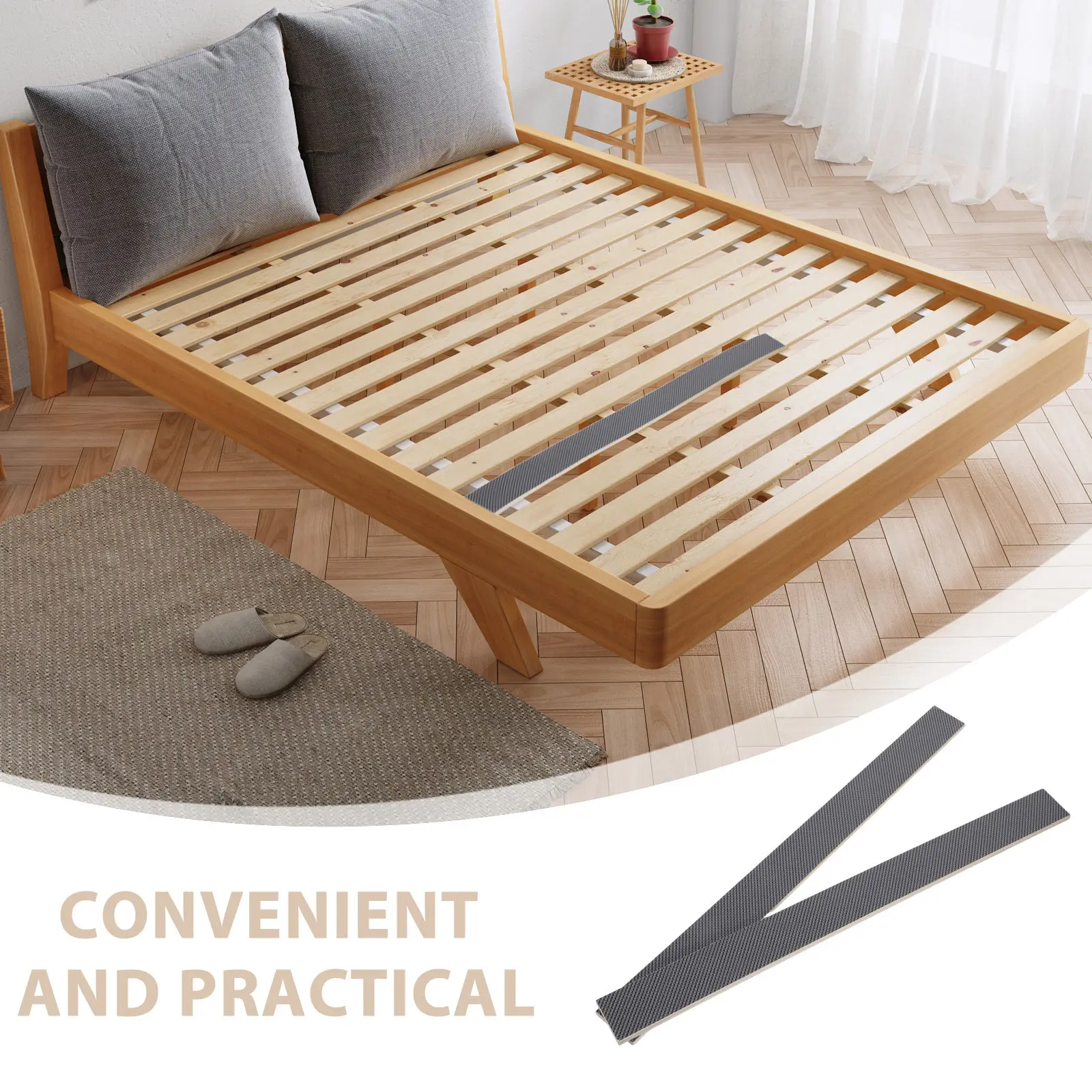 2Pcs Premium Solid Wood Bed Slats Replacement Strong Sturdy Under Mattress Support Slats for All Standard Bed Frames Noise Free