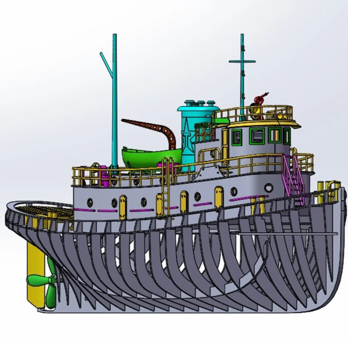 1/31 RC bateau 97cm Simulation HAVOLINE vapeur télécommande remorqueur photopolymérisable impression détails RC bateau Kit jouet adulte