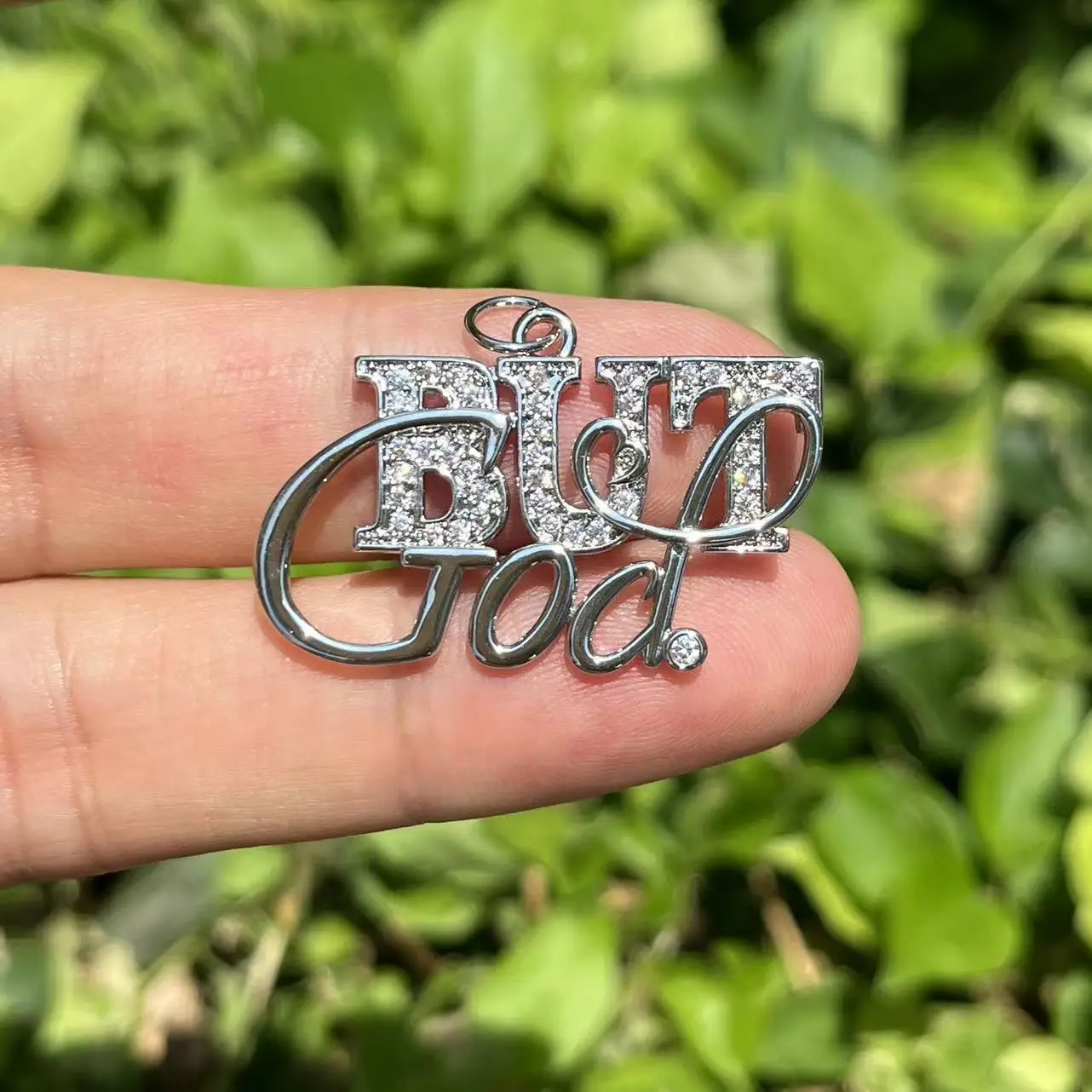 5pcs Zirconia Pave Religious But God Charms Boutique Accessory for Custom Bracelets Making